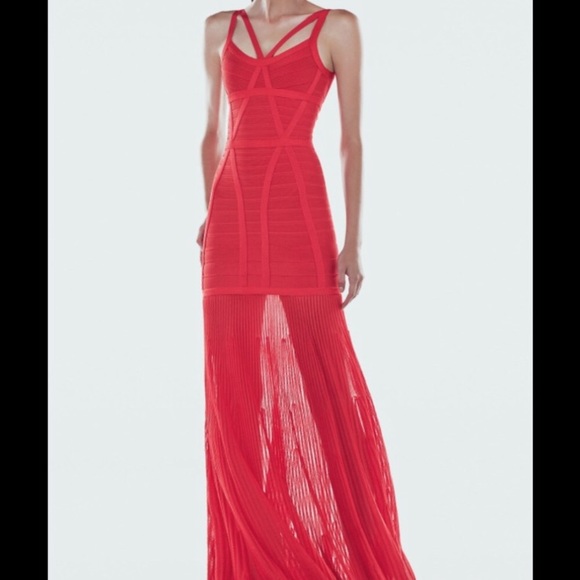 Herve Leger Dresses | Herve Leger Zhenya Red Long Bandage Dress Maxi S | Color: Red | Size: S | _Salomeya_'s Closet